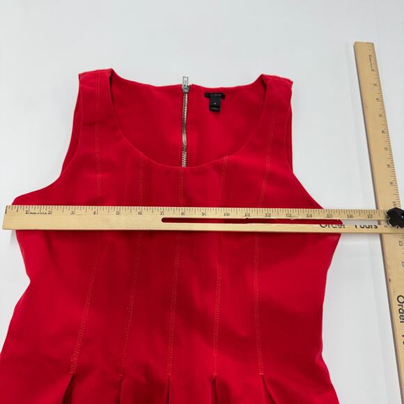 J.Crew Dress Womens 4 Red Pleated Mini A Line Scuba Tomato Girl - Picture 6 of 8